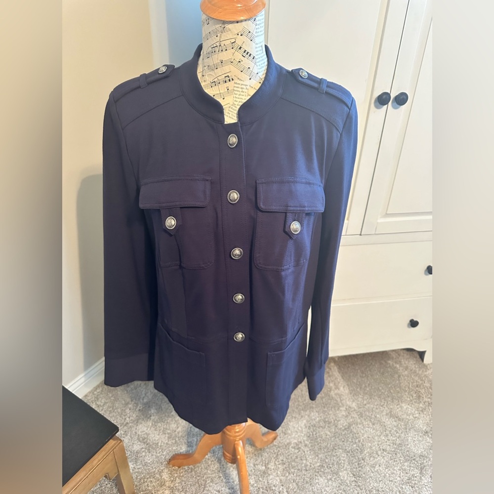 Navy Blue INC military style jacket Size 1X